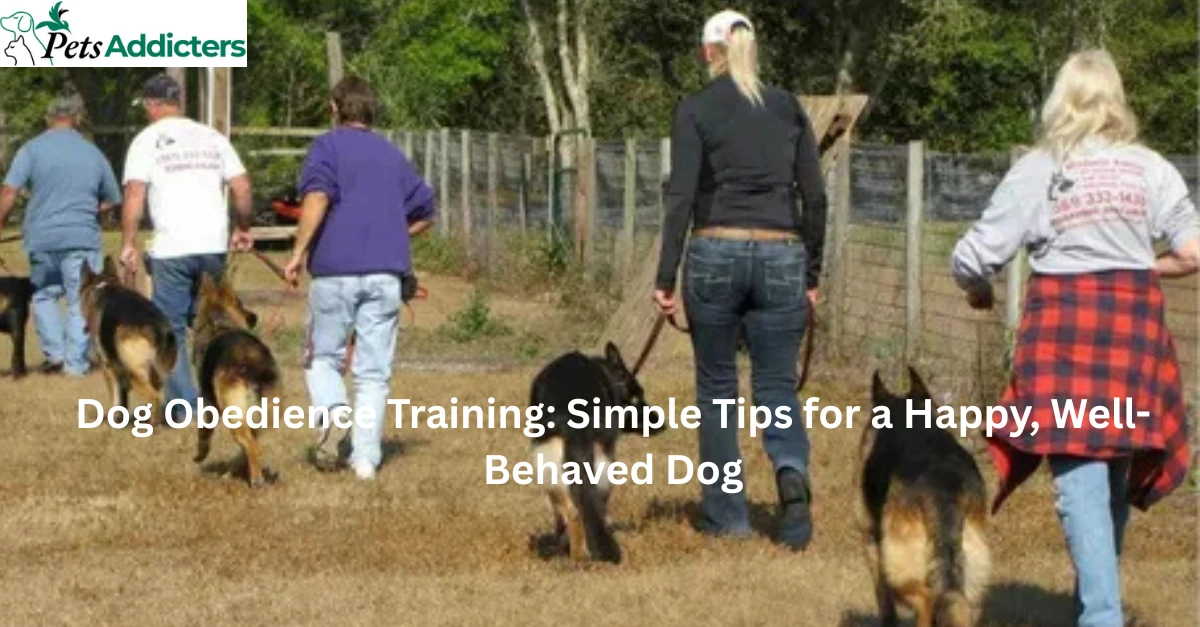 Owner teaching obedience commands to a dog