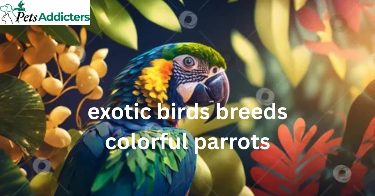 Beautiful collection of exotic bird breeds including macaws, cockatoos, and toucans