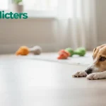 Labrador in dog praying position on exam table – dog praying position