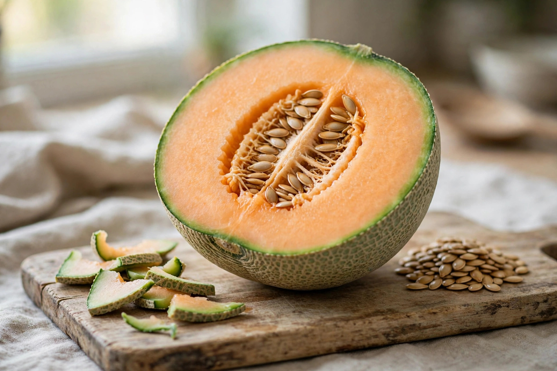 Cantaloupe rind and seeds — the parts cats should never eat