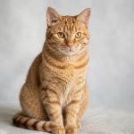 Ginger tabby cat with a small circular patch of thinned fur on its ear, a sign of ringworm in cats